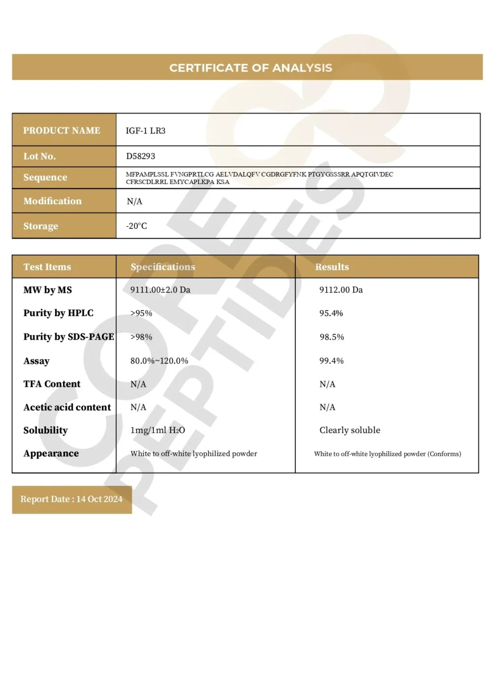 Receptor Grade IGF-1 LR3 (1mg)